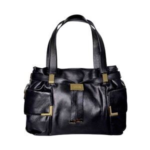 MICHAEL KORS Beverly Drawstring Black Leather Satchel